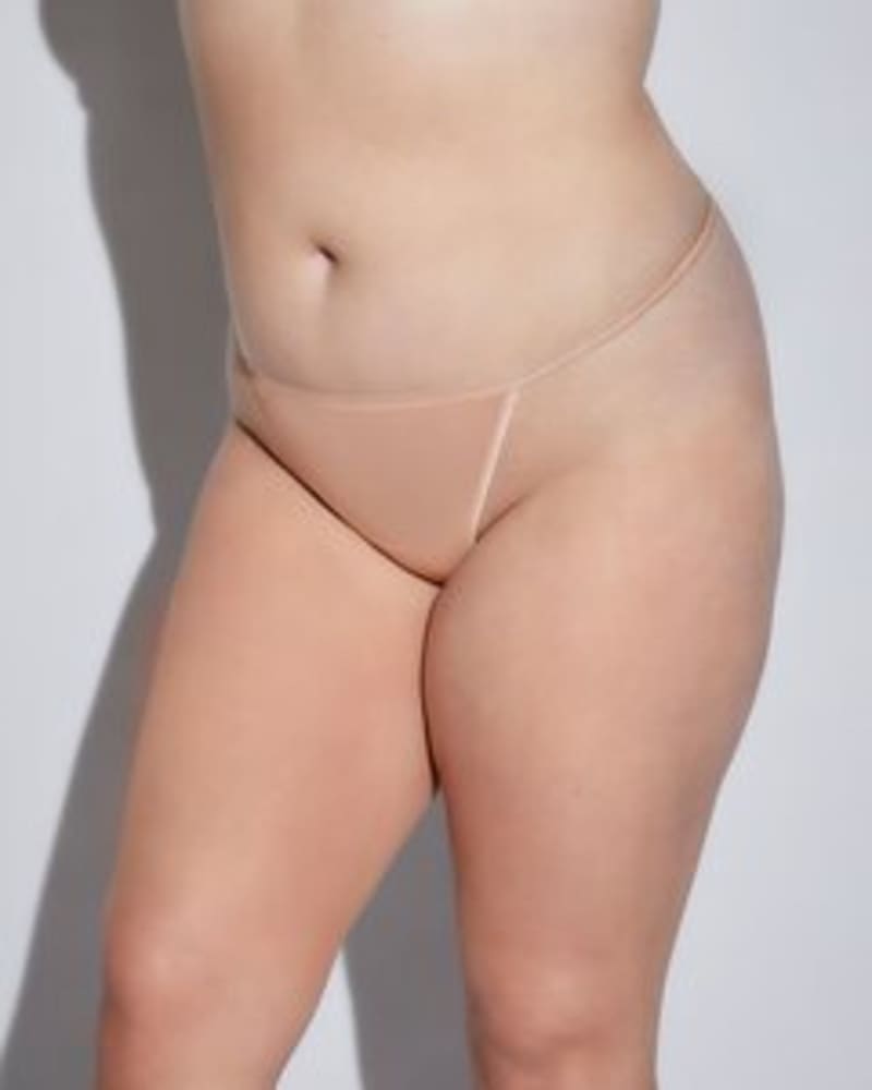 Front of a model wearing a size 1X/2X Low-Rise Mesh G-String in Cinque by Cosabella. | dia_product_style_image_id:253617